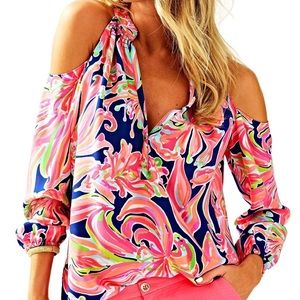 SUNNY SHOULDER SILK ELSA TOP